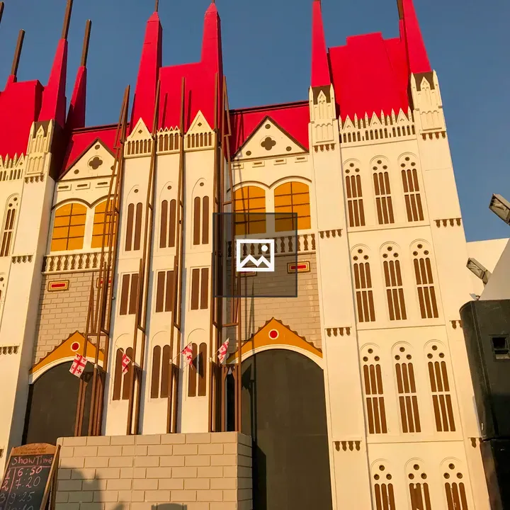 Colorful pavilion with Gothic facades