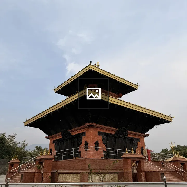 Temple with Tiered Roof and Gold Accents