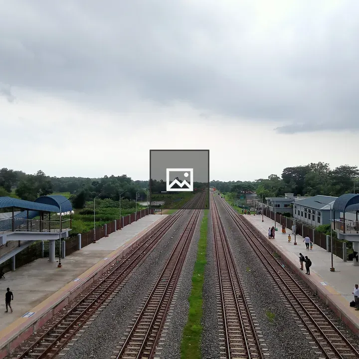 Railway station with parallel tracks