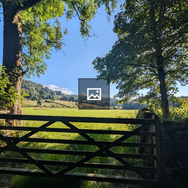 Gate with green field beyond