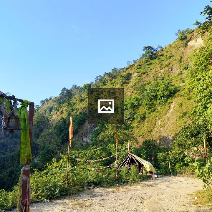 Rural landscape with path and hut