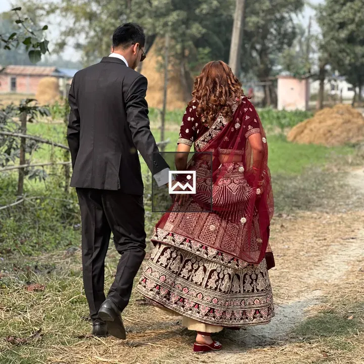 Newlywed Couple Walking Together