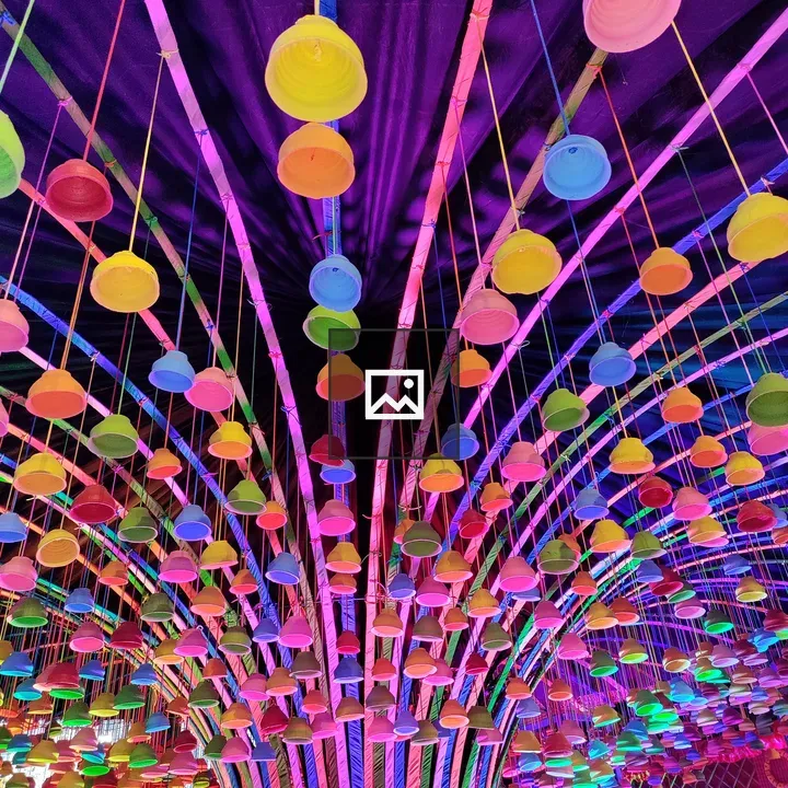 Different colors of cups with LED light