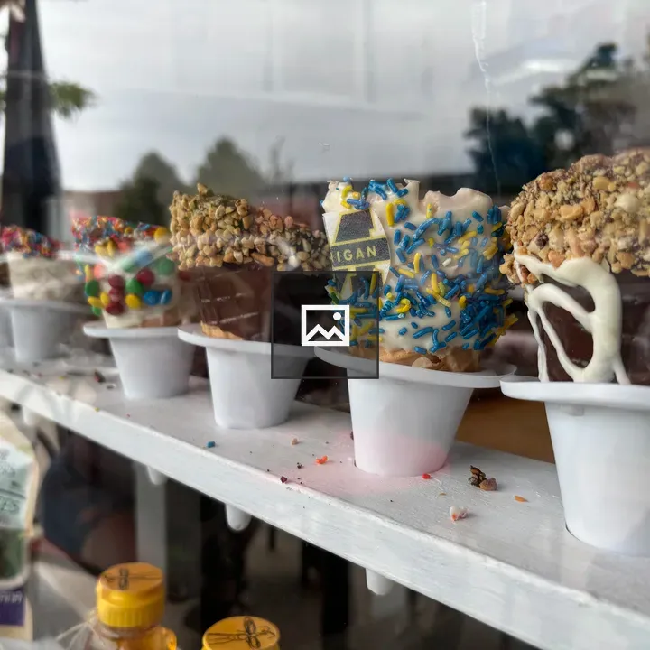 Ice cream cones in window display