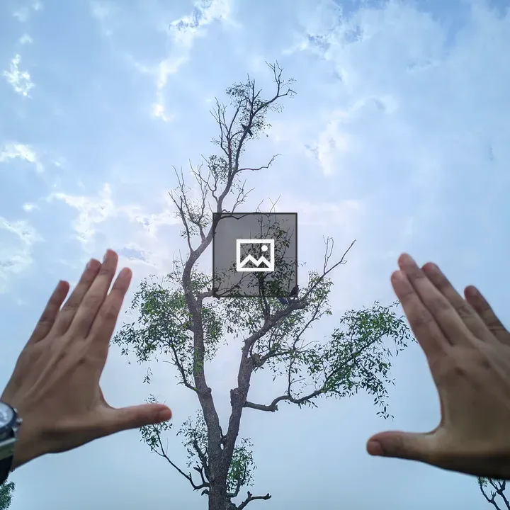 Boy Framing Hands Toward Sky