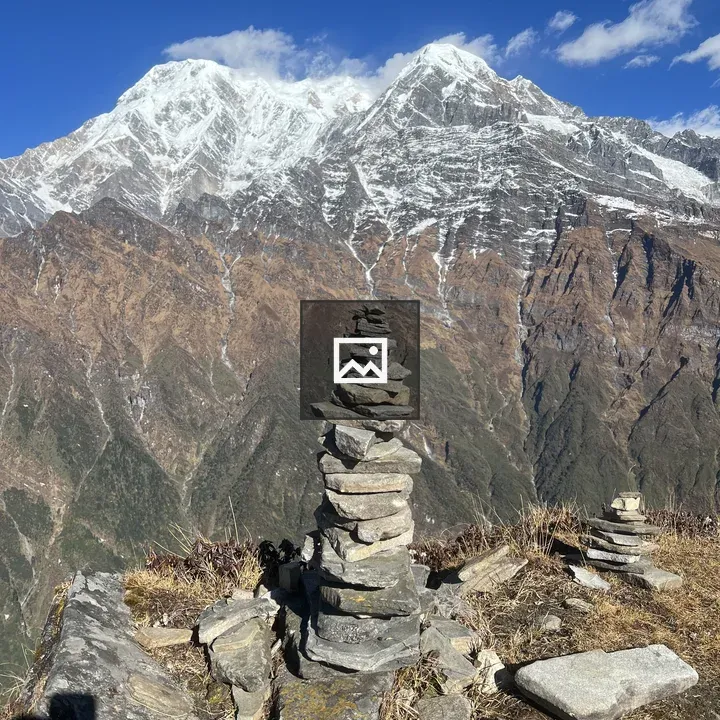 Stone Cairn on Mountain Ridge