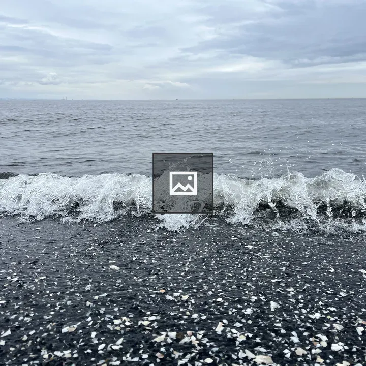 Pebble beach with waves