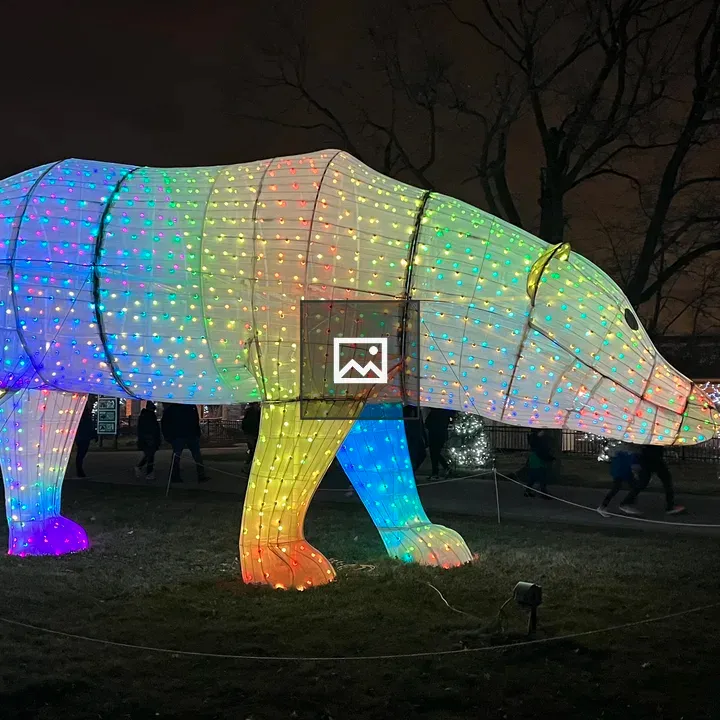 Polar bear sculpture with lights