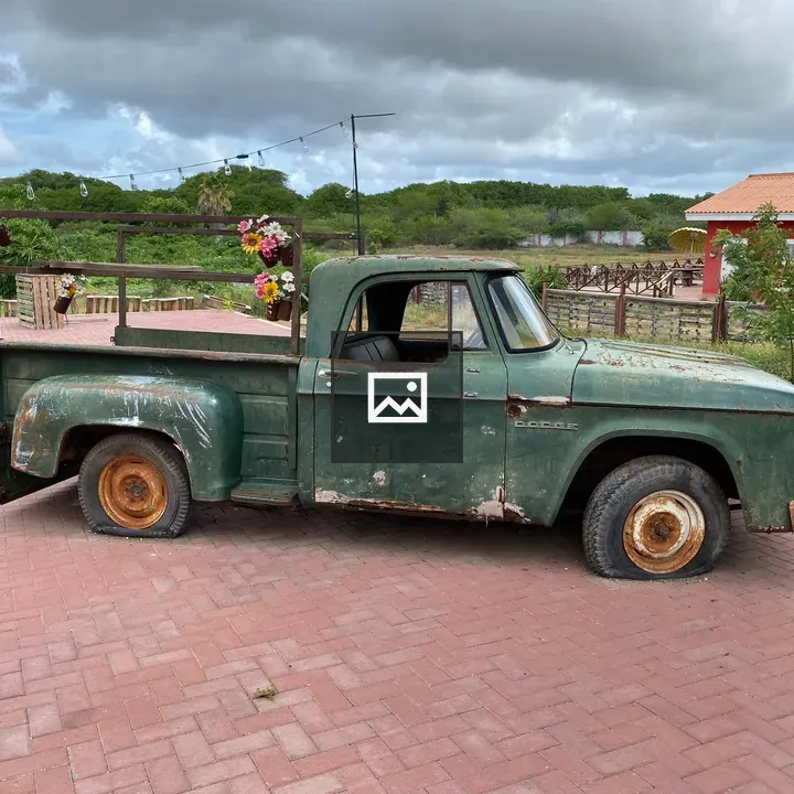Old green Dodge pickup on Curaçao farm