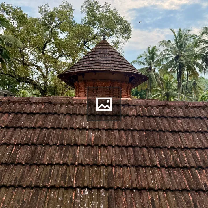 Top view of temple roof with shrine