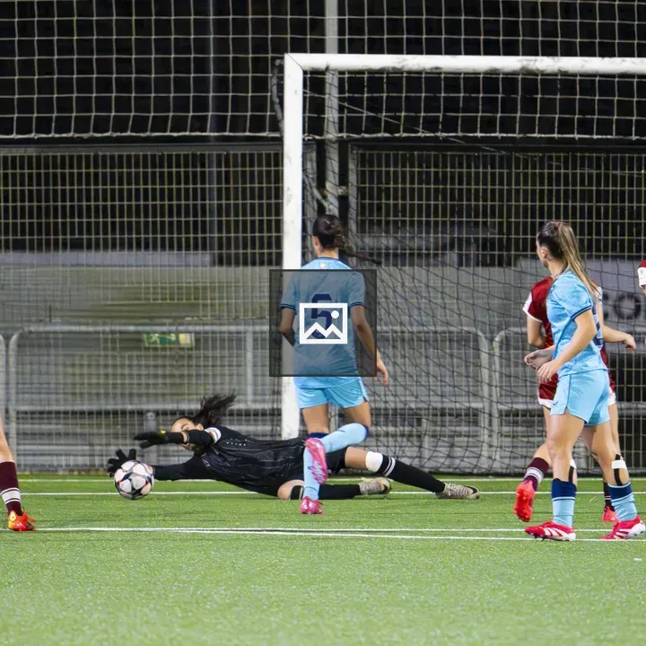 Female soccer goalkeeper in action