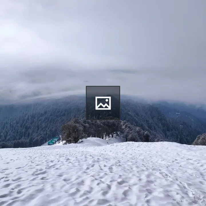 Snowy landscape with trees and mountains