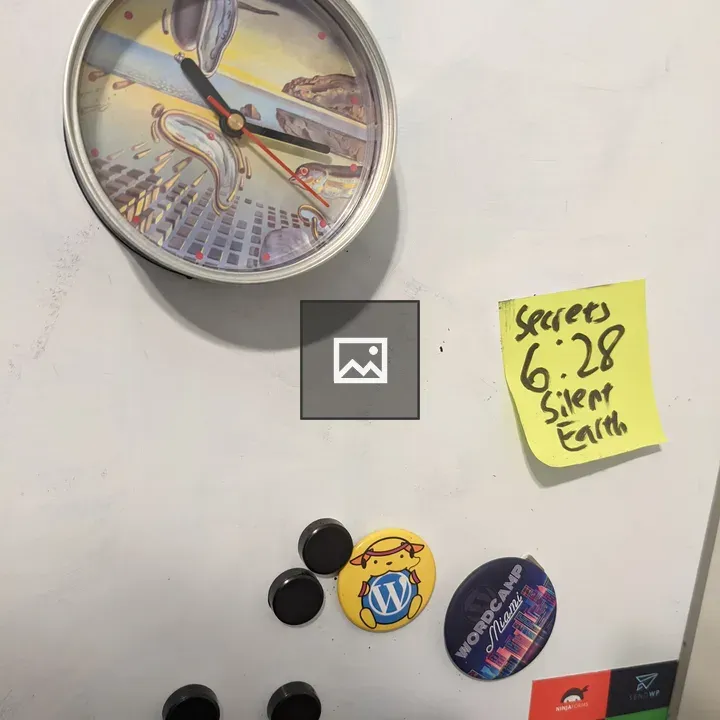 White board with WordPress magnets