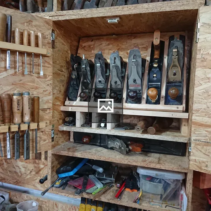 Cabinet with woodworking tools