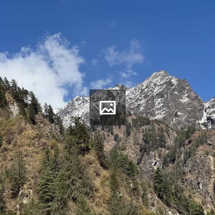 Snow capped mountain peak scene