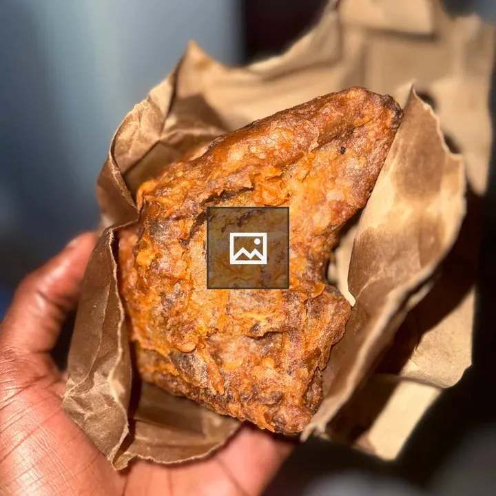 Piece of fried chicken in hand