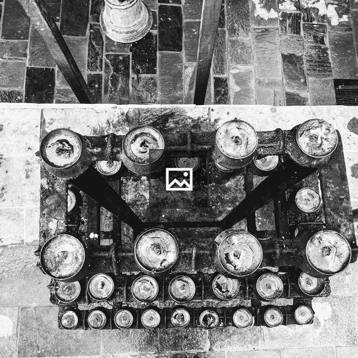 Overhead View of Oil Lamps on Stone