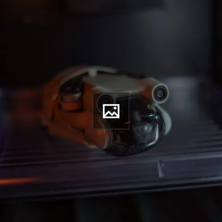 Drone camera in a lighted box