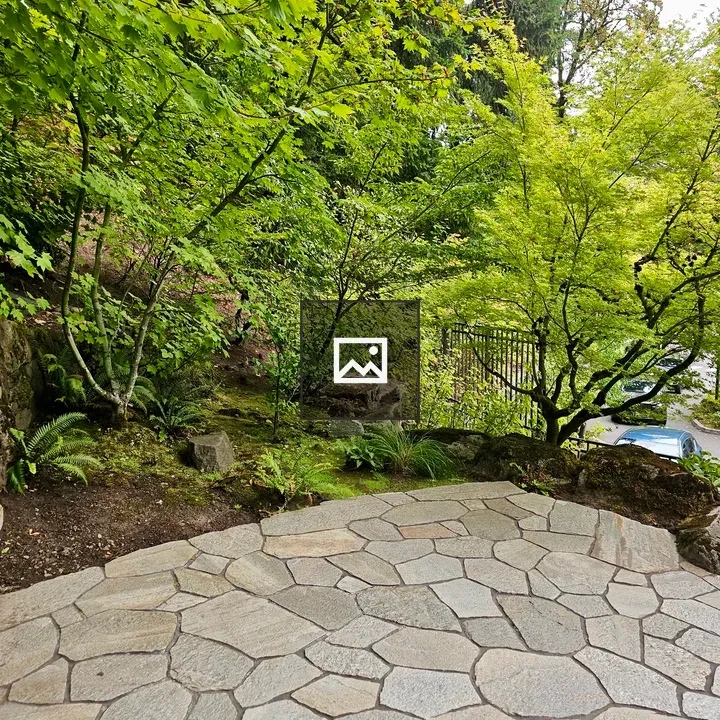 Stone-paved area in Japanese garden