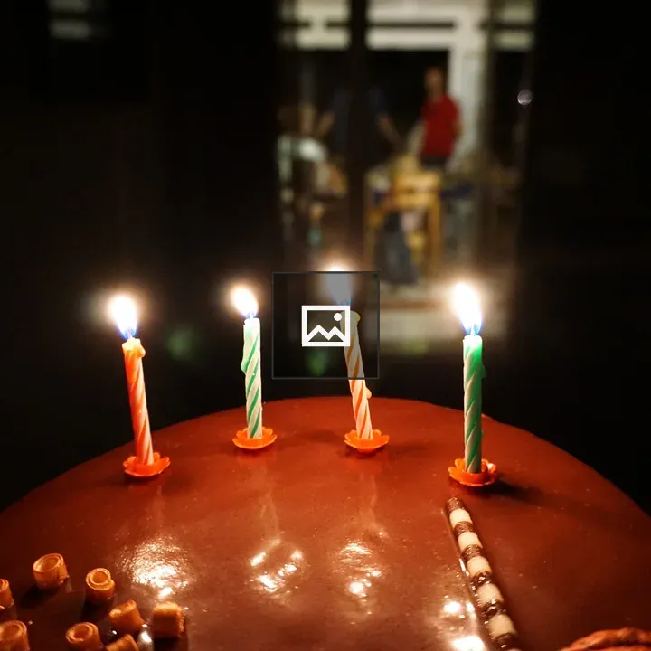 Chocolate birthday cake with candles