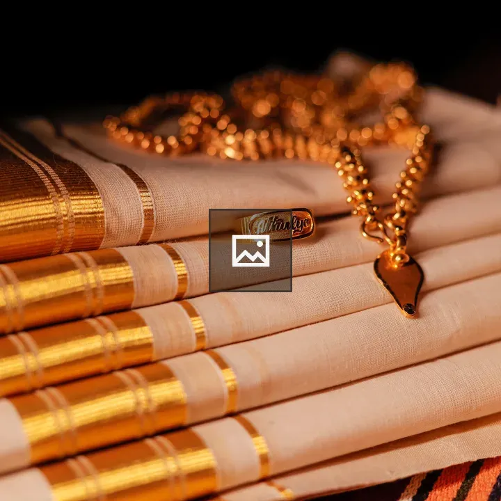 Golden chain and ring on cloth