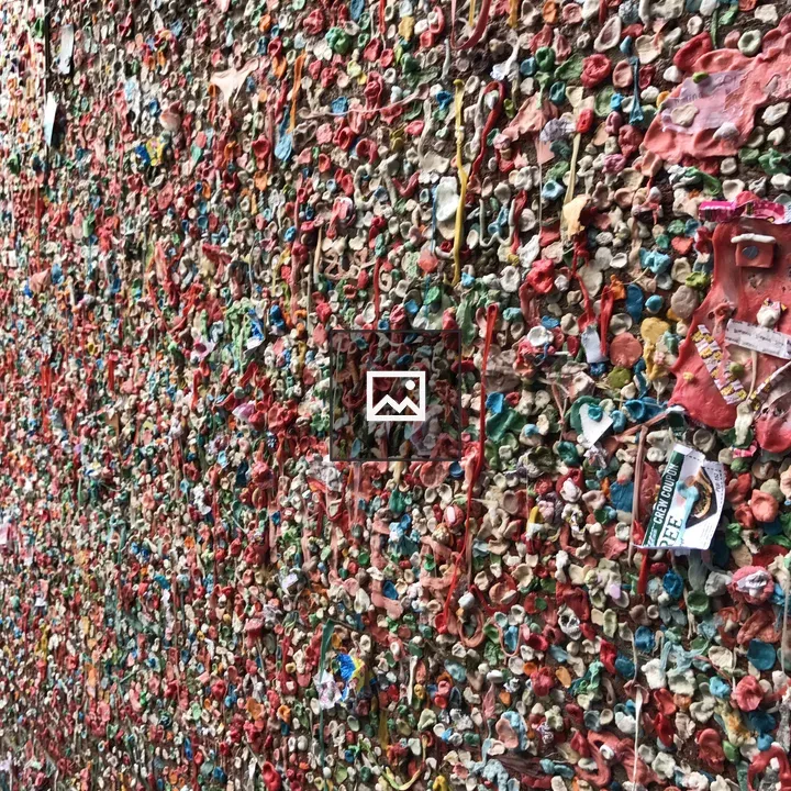 Wall of chewed gum in Seattle