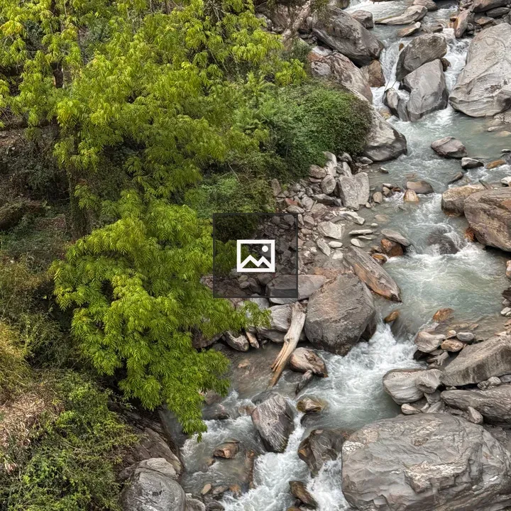 River and rocky banks landscape