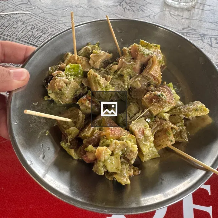 Skewered grilled meat and vegetables