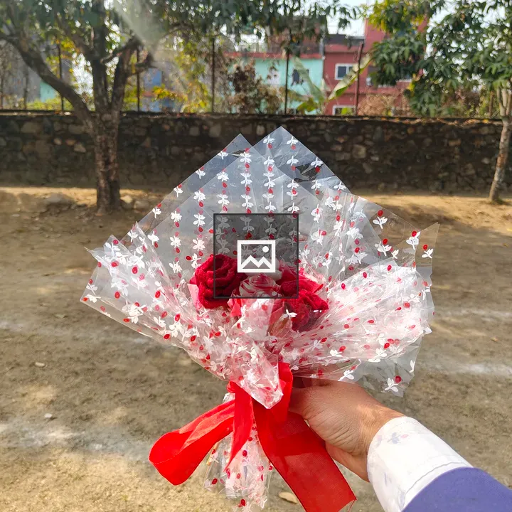 Bouquet of red fabric roses