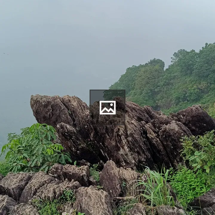 Broken rocks on hill top