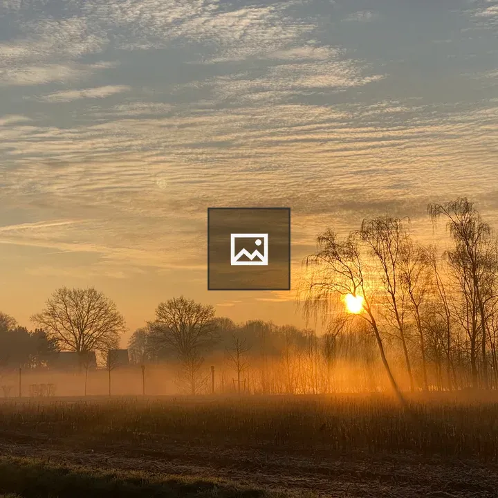 Sunrise over foggy pond