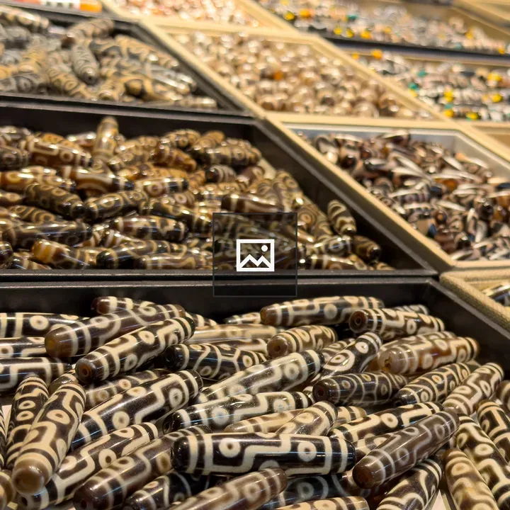 Beads on trays close-up