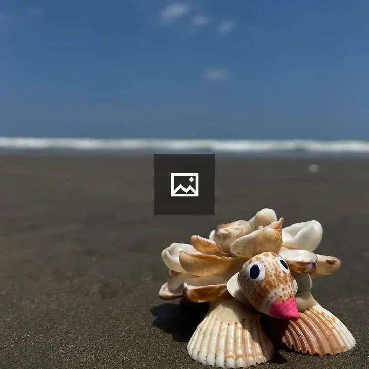 Whimsical Seashell Creature on Beach