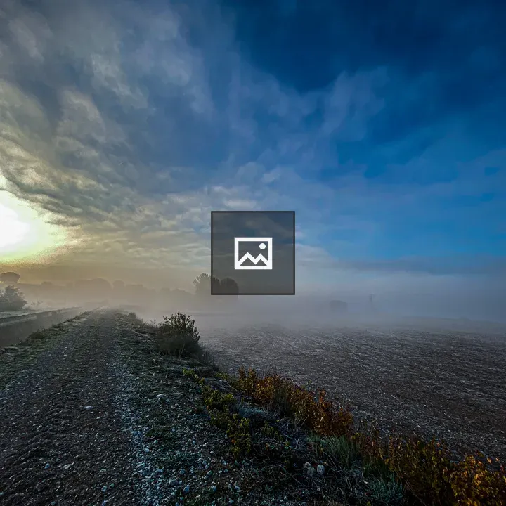 Dirt Path by Canal with Fog