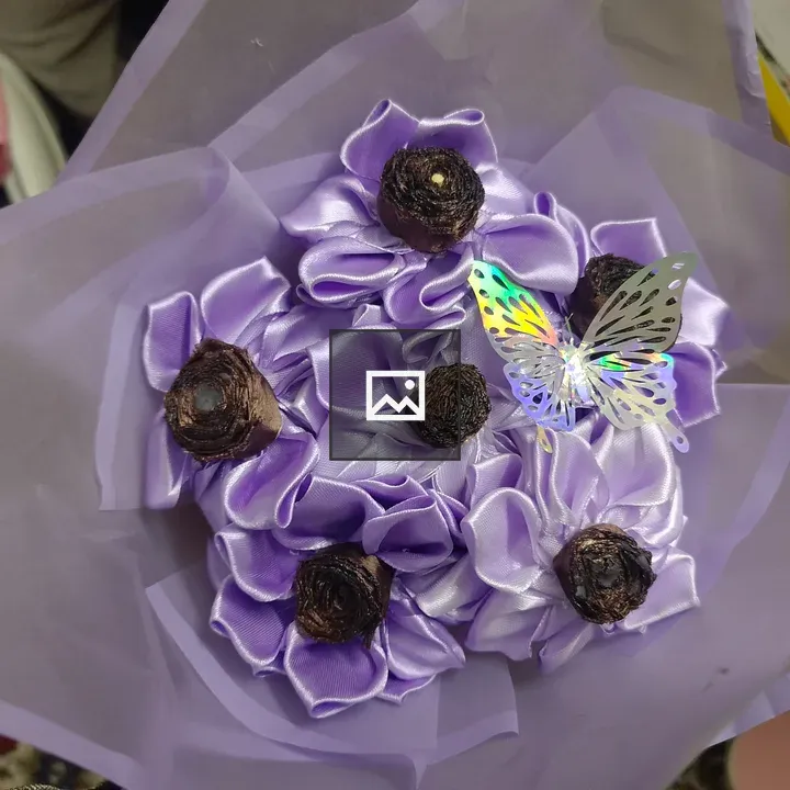 Bouquet with Lavender Ribbon Flowers