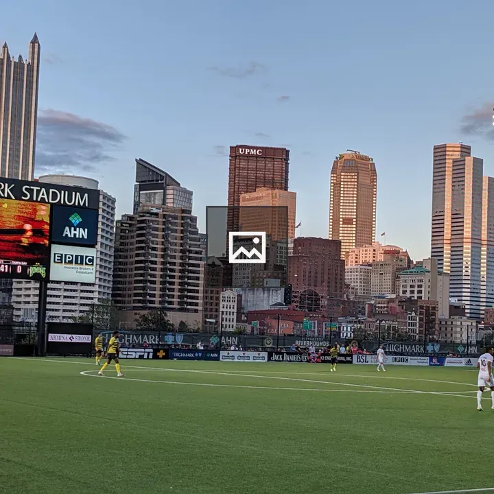 Pittsburgh skyline with soccer field