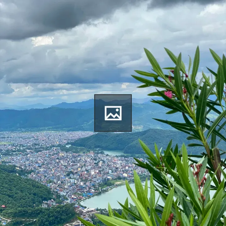 City and lake landscape
