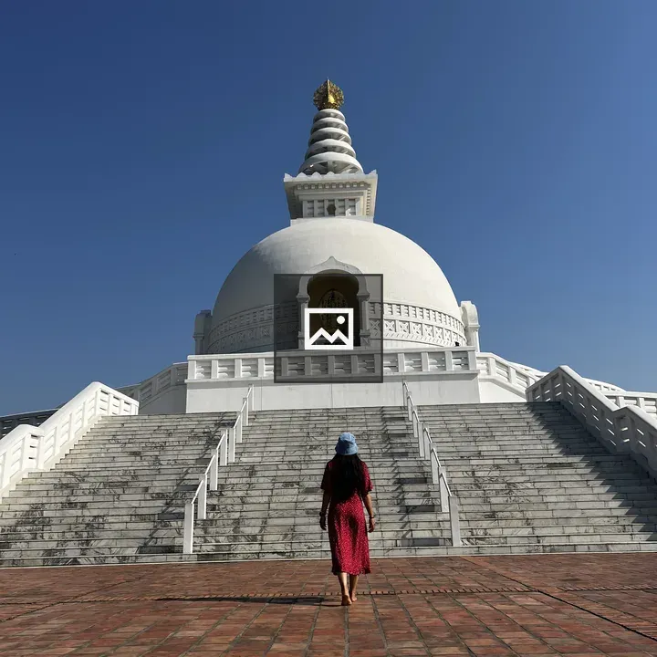 Person on Stairs to Stupa