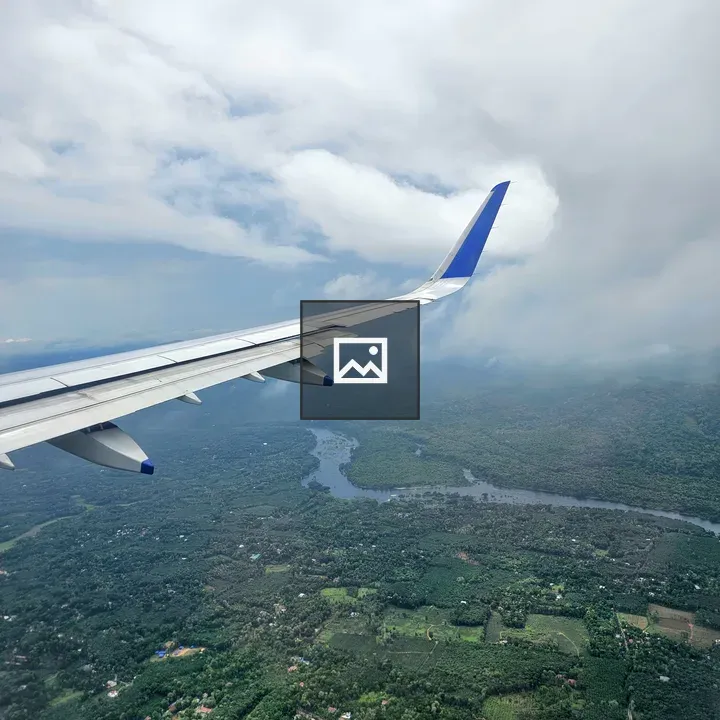 View of sky and river from airplane window