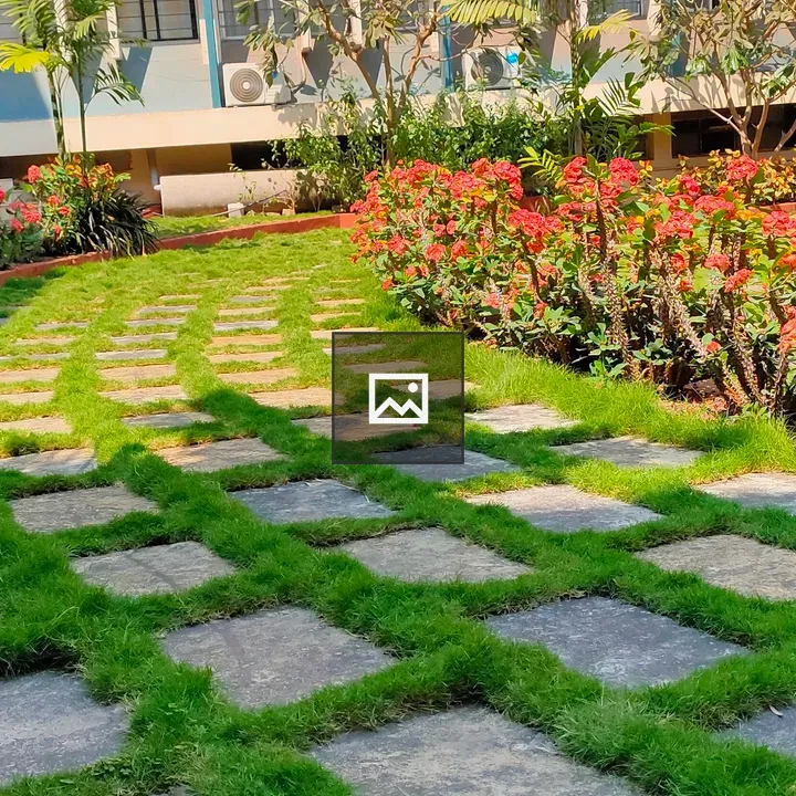 Checkered lawn border interior garden
