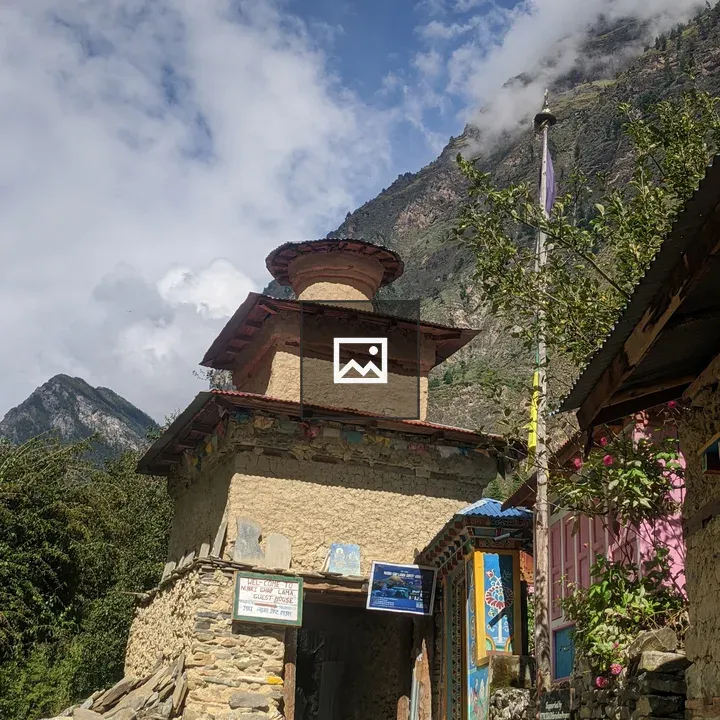 Stone and Mud Building at Mountain Foot