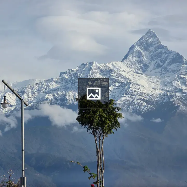 Snowy mountain peak scene