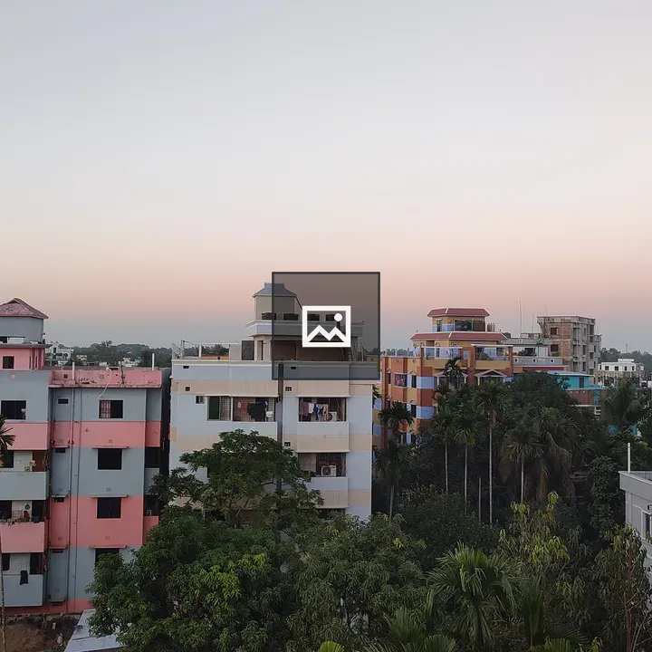 Skyline of colored residential buildings