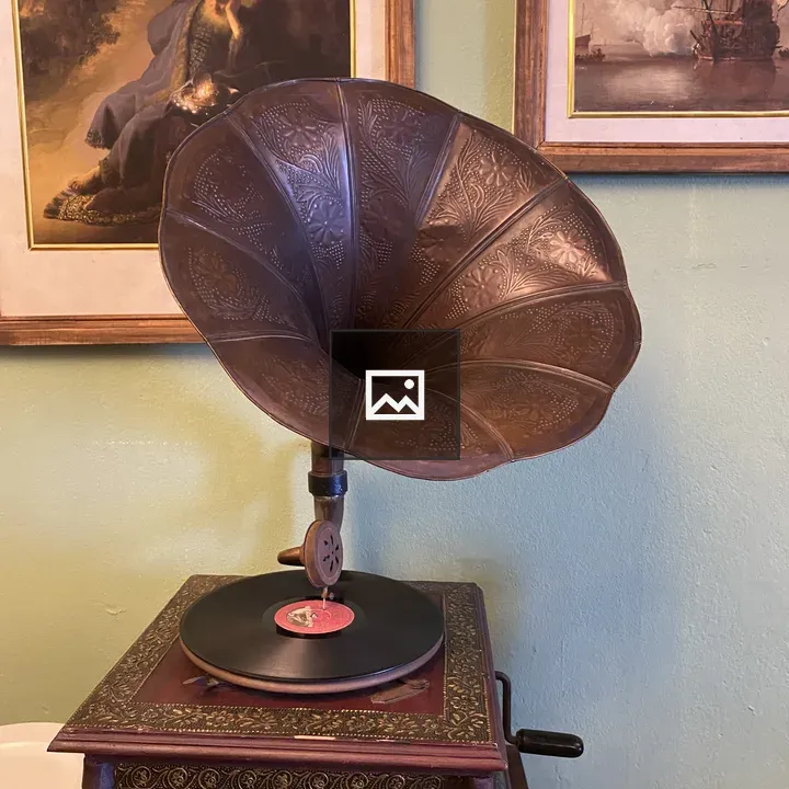 Vintage gramophone with ornate horn