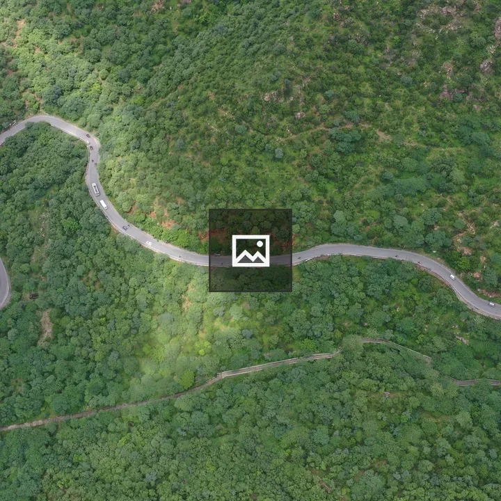 Aerial winding road with greenery