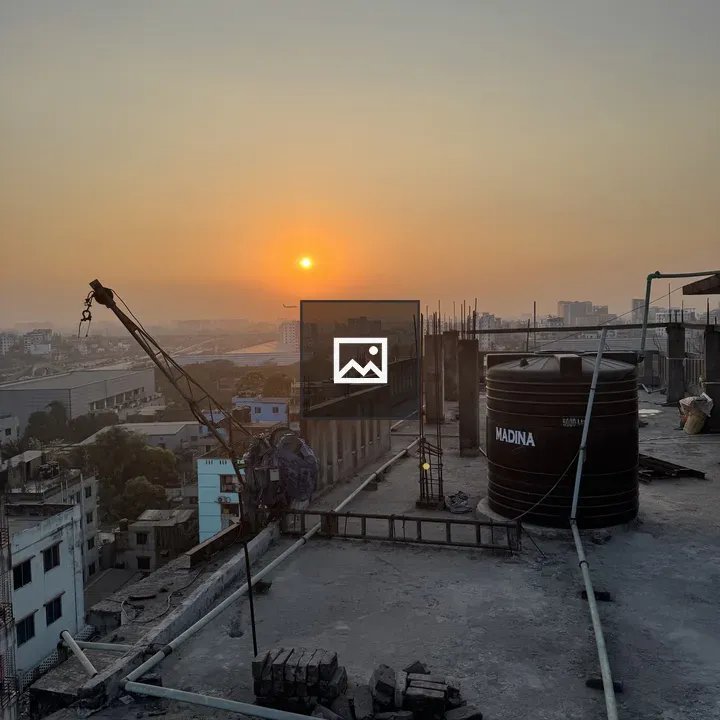 Sunset Over City Roof Scene