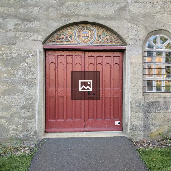 Red door with Mercer tiles