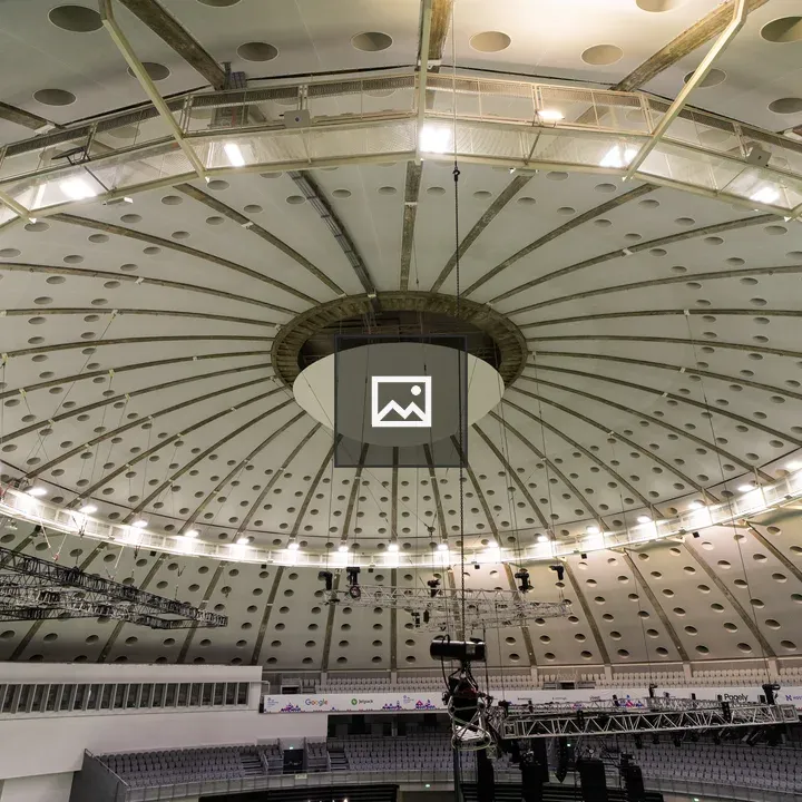 Huge lighting array on stadium dome