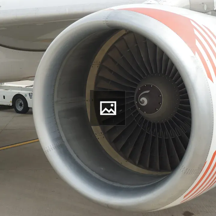 Jet engine close-up on tarmac
