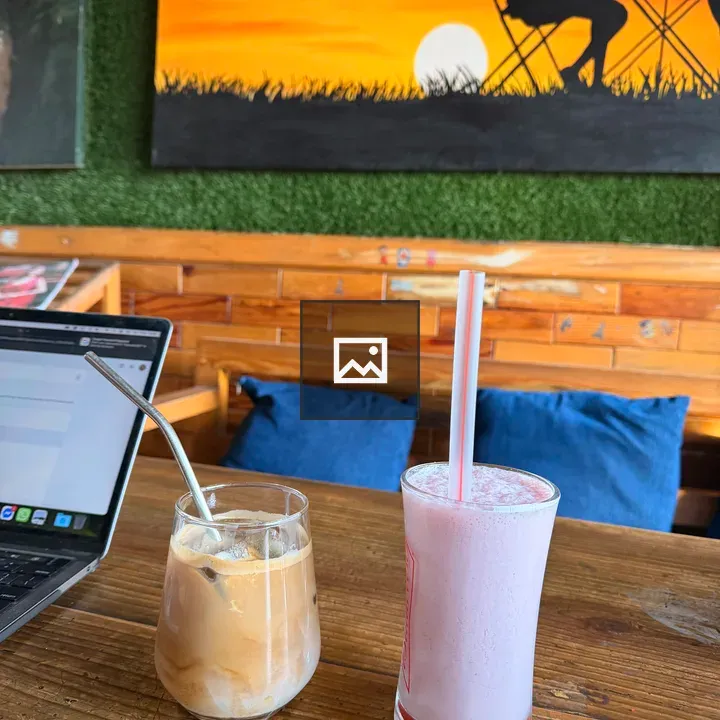 Cozy café with two drinks